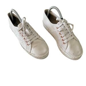 Superga Women's Size 39.5 US 8.5 White Canvas Platform Espadrille Sneakers